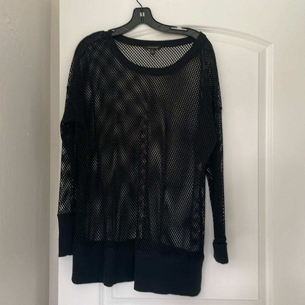 Banana republic black net long sleeve tunic top size extra large